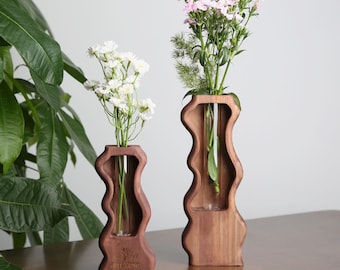Custom Wooden Vase,Personalized Flower Holder,Unique Artistic Vase,Gift for Mom,Eco-Friendly Home Décor,Gift for Her,Thoughtful Keepsake