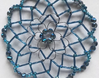 Light Sapphire Blue Kippah with Crystals
