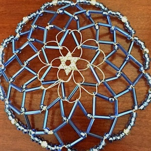 Sapphire Blue Kippah with Crystal Star of David Center