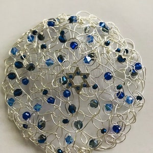 Multi Blue Crystal Abstract Kippah