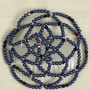 Navy Pearl and Crystal Kippah