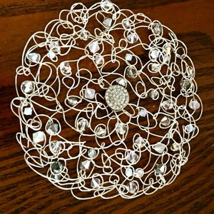 Exquisite Swarovski Crystal Wire Kippah with Crystal Center image 2