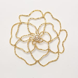 Gold Flower Kippah with Crystal Center