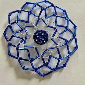 Royal Blue Kippah with Centerpiece and Crystals