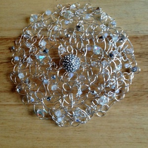 Exquisite Swarovski Crystal Wire Kippah with Crystal Center image 1