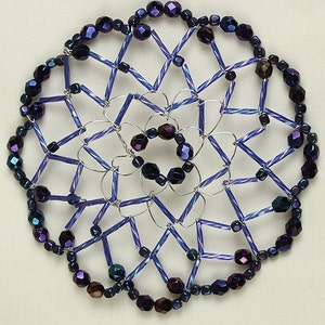 Navy Sparkle  Handmade Woman&#39;s Beaded and Crystal Kippah