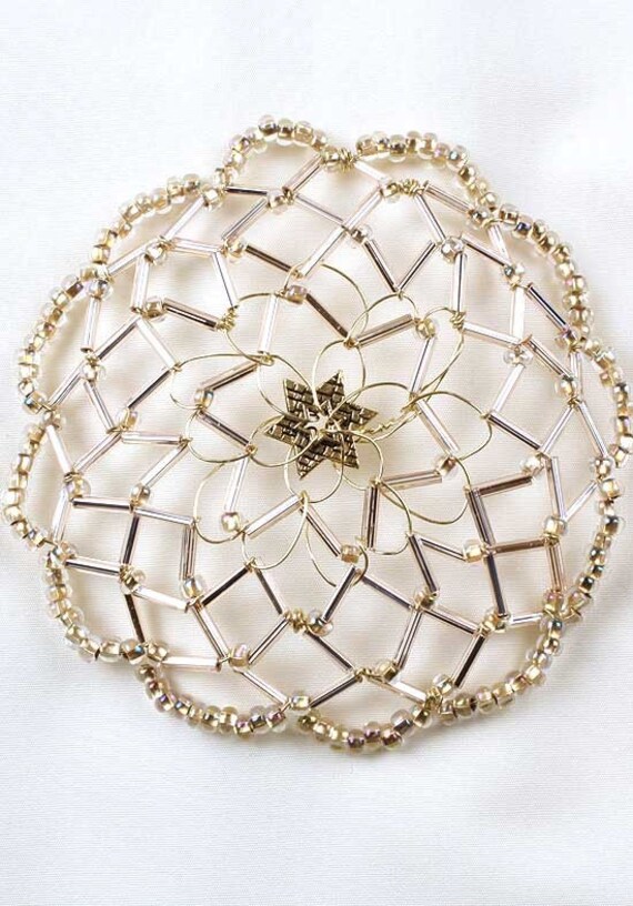 New fully handmade crystal gold color beaded kippah judaica Gold, Silver or Black Wire and Pearl Beaded Woman main image 4