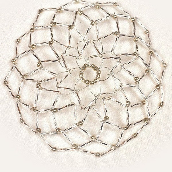 Handmade Shiny Silver Beaded Women's Kippah