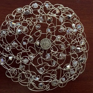 Exquisite Swarovski Crystal Wire Kippah with Crystal Center image 3