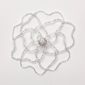 Silver Flower with Crystal Center