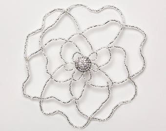 Silver Flower with Crystal Center