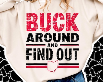 Buck Around And Find Out Ohio State Digital Download | Ohio Football Digital Download | DTF Husband Wife Matching PNG | husband wife match