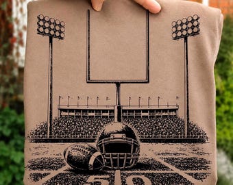Game Day Football PNG, High School Football Shirt Design, Retro Touchdown Season Graphics, Black and White Football Field Digital Download