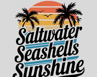 Água Salgada E Brilho Do Sol Png, Design De Sublimação, Verão Png, Praia Retro Png, Tropical Png, Design De Camiseta, Download Instantâneo Png, DTF