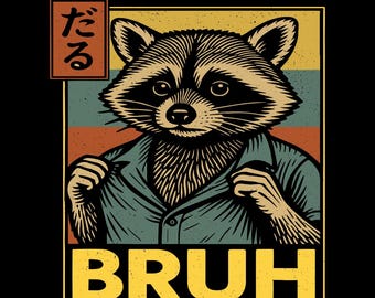 boys Raccoon Sublimation, Bruh png, | Funny boy sublimation, kids cool Raccoon png design Digital Download kids raccoon hunting design