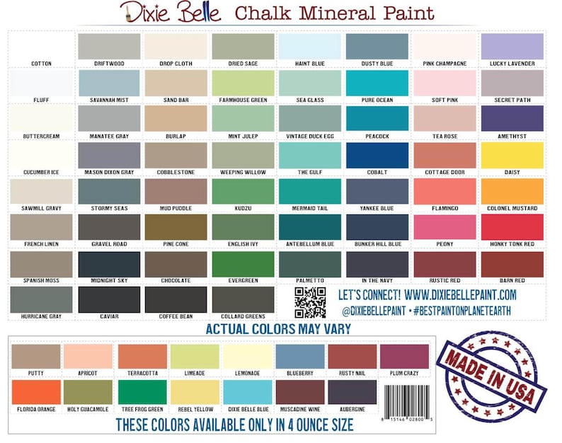 Dixie Belle Chalk Mineral Paint 16 Oz Jar Choose Your Color Matt Finish ...
