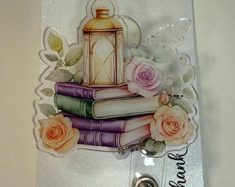 Porta credencial para amantes de los libros, porta credencial, porta credencial de acrílico, accesorios médicos, porta credencial para libros, porta credencial de enfermera, porta credencial para maestros