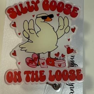 Silly goose badge reel, funny badge reel, goose magnet, male nurse