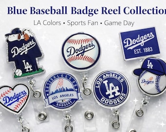 Blaue Baseball Abzeichen Reel Sammlung, LA Colors Abzeichen Reel, Sport Fan Ausweishalter, Spieltag Abzeichen, Krankenschwester Badge Reel, Geschenk für Baseball Fans
