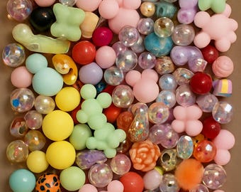 Large Mystery Bead Scoop • Chunky Beads • Sparkle Mix • Acrylic Beads • Random Scoop • Craft Destash • Jewelry Making Supplies
