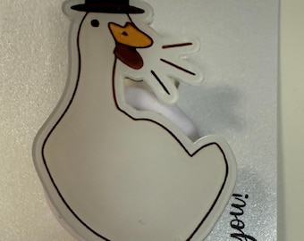Badgehaspel met grappige gans, haspel grappig, gansmagneet, verpleger