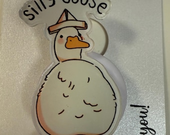 Badgehaspel met grappige gans, haspel grappig, gansmagneet, verpleger