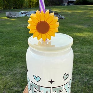 Sunflower 3d printed straw topper, 8mm straw topper, tumbler accessories, fun topper, summer vibes