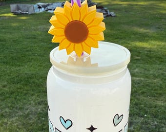 Sonnenblume 3d gedruckt, Stroh Topper, 8 mm Trinkhalm Topper, Trinkglas Zubehör, fun Topper, Sommer Vibes
