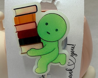 Divertente portabadge per bibliotecari / Portabadge per amanti dei libri / Regalo per insegnanti e bibliotecari / Portabadge per lettori / Umorismo letterario / Clip identificativa retrattile