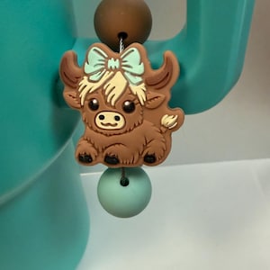 Handmade Silicone beaded cup charm, tumbler handle charm, tumbler accessory, bag charm, Stanley accessory