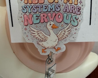 Grappige badgehouder met gans, leuke badgehouder, ganzenmagneet, mannelijke verpleegkundige