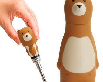 Juego de destornilladores de trinquete con forma de oso pardo: regalo de herramientas con forma de animal de iThinking