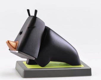 Martillo de rinoceronte negro con juego de accesorios de primera calidad / Regalo único para jubilación / Presente corporativo de lujo / Decoración de escritorio elegante / Sofisticado