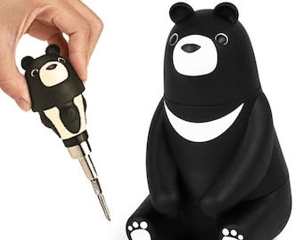 Juego de destornilladores de trinquete Bear Kuma: decoración de escritorio con forma de animal y portalápices