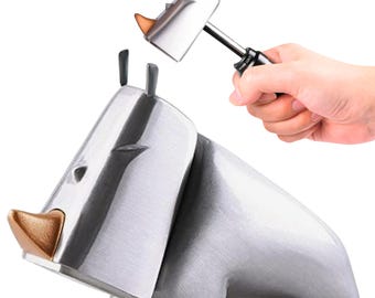 Martillo de rinoceronte plateado: regalo perfecto para cualquier persona: reparaciones y decoración del hogar y la oficina: minimalista: DormLife: inauguración de la casa: padrinos de boda