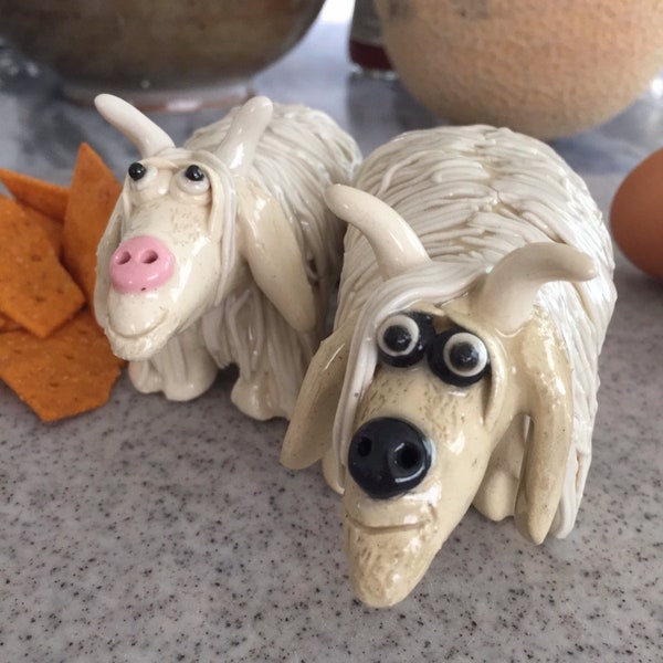 Goat Salt & Pepper Shakers-Ceramic, Handmade