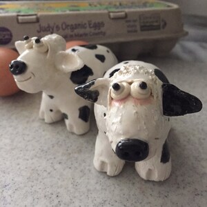 Cow Salt & Pepper Shakers-Ceramic, Handmade image 1