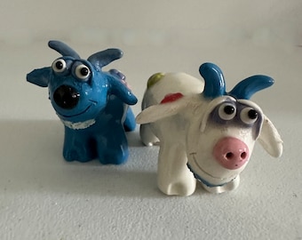 Salt & Pepper Goats! Flower Power, Handmade, Ceramic!