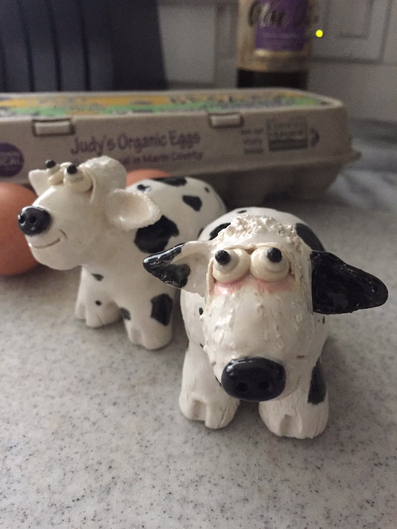 Cow Salt & Pepper Shakers-Ceramic, Handmade image 1