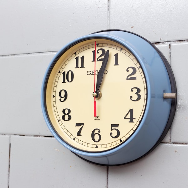 Seikosha CO. LTD Seiko - Blue Industrial Wall Clock