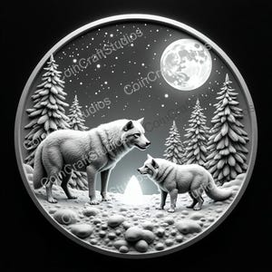 Winter Wonderland DepthMap für CNC und Faserlaser – Graustufen-3D-Gravurdatei für LightBurn, für Medaillen-Kunst, CNC, LightBurn, Münze