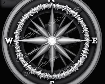 Explorer Compass Depth Map Coin for CNC & Fiber Laser Engraving | Custom Coins and Medals | Fiber laser | edc coin | LightBurn | brass coin