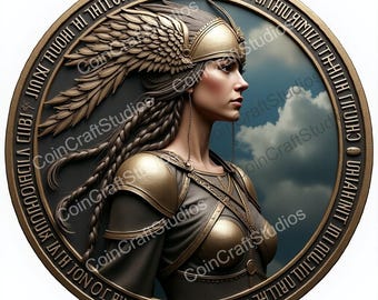Shield Maiden Map Coin for CNC & Fiber Laser Engraving | Custom Coins and Medals | Fiber laser | edc coin | LightBurn | brass coin