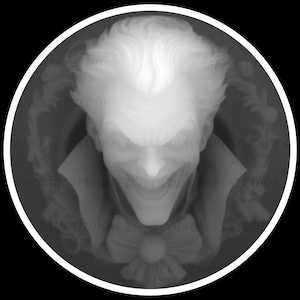 ファイバーレーザーと CNC 彫刻の深度マップが笑みを浮かべる傑作 | ユニークなコインアートのための大胆な 3D グレースケール デザイン