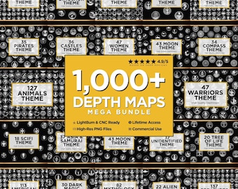 Depth Map Bundle edc coins CNC & Fiber laser Engraving file | edc coin | cnc file | LightBurn | brass coin | cnc | Heightmap | 1000+ Designs