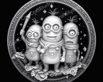 Tiny Guardians Depth Map Coin for CNC & Fiber Laser Engraving | Custom Coins and Medals | Fiber laser | edc coin | LightBurn | brass coin