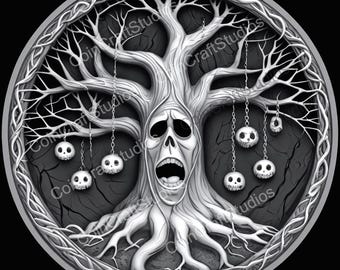 Eternal Tree Depth Map Coin for CNC & Fiber Laser Engraving | Custom Coins and Medals | Fiber laser | edc coin | LightBurn | brass coin