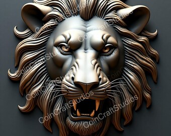 Lion King Depth Map Coin for CNC & Fiber Laser Engraving | Custom Coins and Medals | Fiber laser | edc coin | LightBurn | brass coin