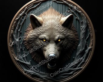 Wolf Map Coin for CNC & Fiber Laser Engraving | Custom Coins and Medals | Fiber laser | edc coin | LightBurn | brass coin