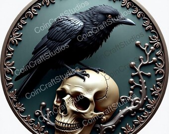 Dark CrowDepth Map Coin for CNC & Fiber Laser Engraving | Custom Coins and Medals | Fiber laser | edc coin | LightBurn | brass coin